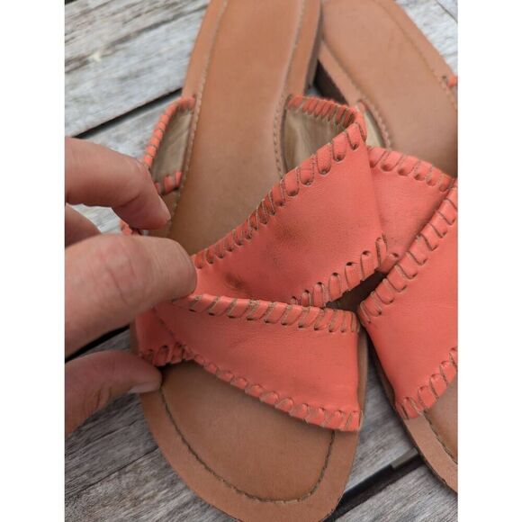 Jack Rogers Sloane X Band Leather Slide Sandals‎ women's size 8.5 coral slip on - Picture 9 of 9